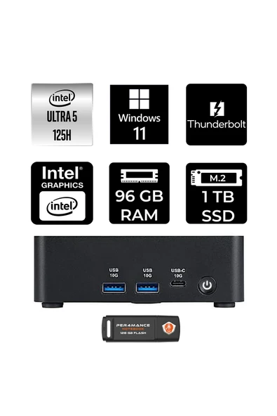 MSI Cubi NUC Intel Core Ultra 5 125H 96GB 1TB SSD W11P Mini Masaüstü Bilgisayar & PER4 USB ürün görseli 1