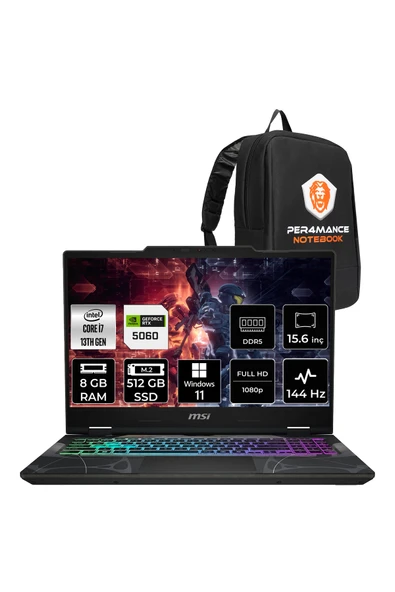 MSI Cyborg 15 i7 13620H 8GB 512GB SSD RTX5060/8GB 15.6" FHD 144Hz W11P Gaming Laptop B13WFKG ürün görseli 1