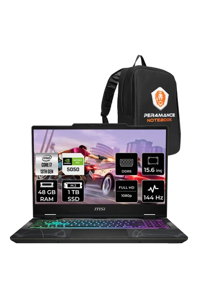 MSI Cyborg 15 i7 13620H 48GB 1TB SSD RTX5050/8GB 15.6" FHD 144Hz FDOS Gaming Laptop B13WEKG ürün görseli 1