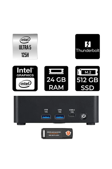 MSI Cubi NUC Intel Core Ultra 5 125H 24GB 512GB SSD FDOS Mini Masaüstü Bilgisayar & PER4 USB ürün görseli 1