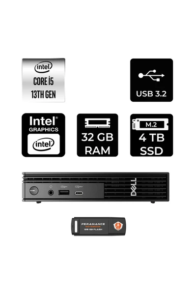 Dell Pro Micro QCM1250 Intel Core i5 14500T 32GB 4TB SSD FDOS Mini Masaüstü Bilgisayar ürün görseli 1