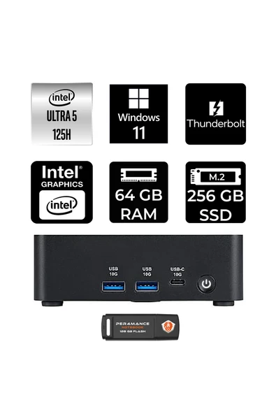 MSI Cubi NUC Intel Core Ultra 5 125H 64GB 256GB SSD W11P Mini Masaüstü Bilgisayar & PER4 USB ürün görseli 1