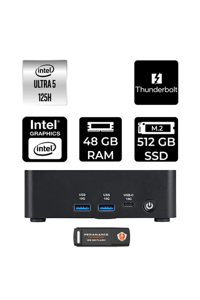 MSI Cubi NUC Intel Core Ultra 5 125H 48GB 512GB SSD FDOS Mini Masaüstü Bilgisayar & PER4 USB ürün görseli 1