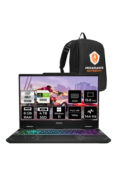 MSI Cyborg 15 i7 13620H 8GB 4TB SSD RTX5050/8GB 15.6" FHD 144Hz W11P Gaming Laptop B13WEKG ürün görseli 1