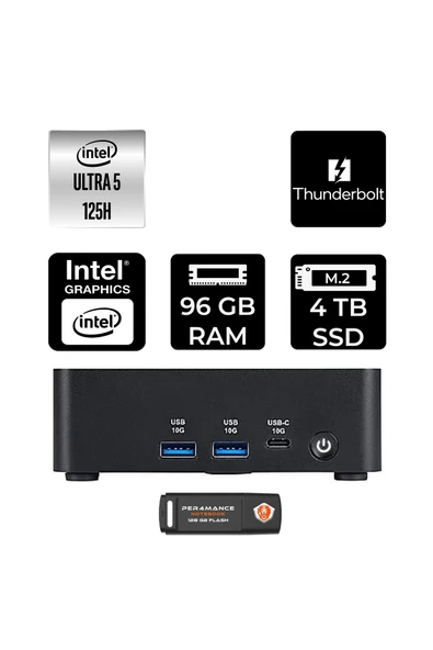 MSI Cubi NUC Intel Core Ultra 5 125H 96GB 4TB SSD FDOS Mini Masaüstü Bilgisayar & PER4 USB ürün görseli 1