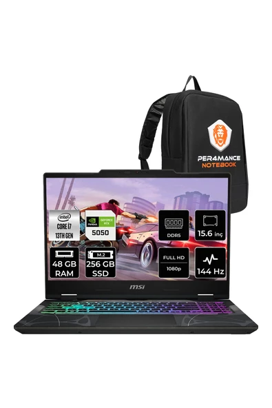 MSI Cyborg 15 i7 13620H 48GB 256GB SSD RTX5050/8GB 15.6" FHD 144Hz FDOS Gaming Laptop B13WEKG ürün görseli 1