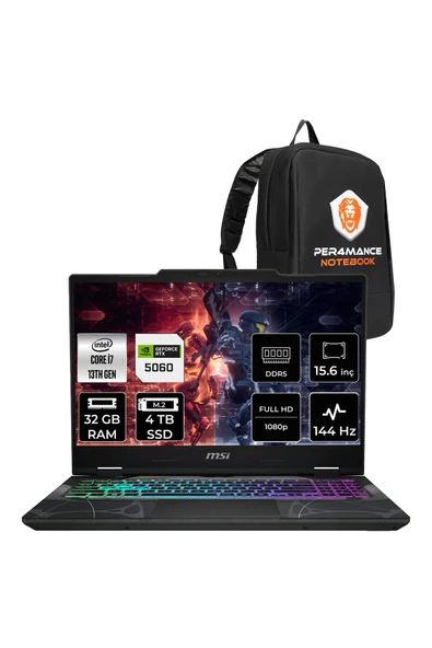 MSI Cyborg 15 i7 13620H 32GB 4TB SSD RTX5060/8GB 15.6" FHD 144Hz FDOS Gaming Laptop B13WFKG ürün görseli 1