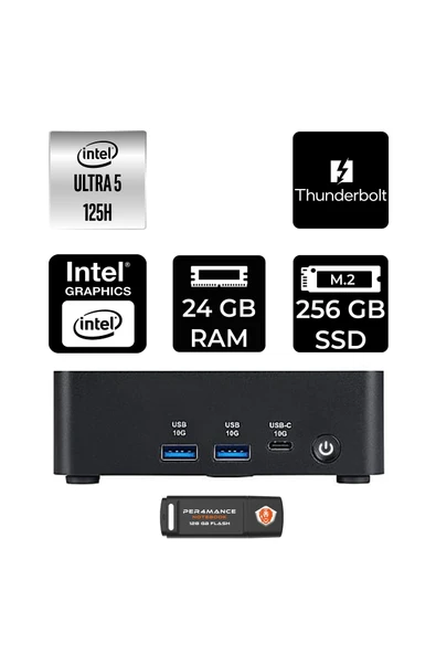 MSI Cubi NUC Intel Core Ultra 5 125H 24GB 256GB SSD FDOS Mini Masaüstü Bilgisayar & PER4 USB ürün görseli 1