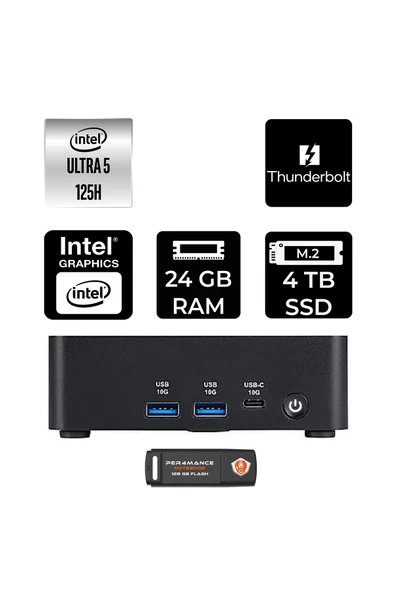 MSI Cubi NUC Intel Core Ultra 5 125H 24GB 4TB SSD FDOS Mini Masaüstü Bilgisayar & PER4 USB ürün görseli 1