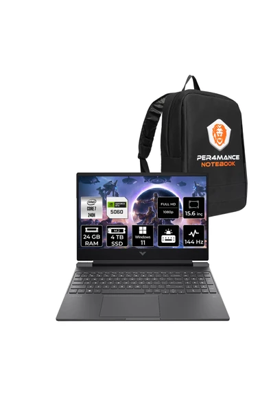 HP Victus 15 Intel Core 7 240H 24GB 4TB SSD RTX5060/8GB 15.6'' 144Hz FHD W11P Gaming Laptop ürün görseli 1