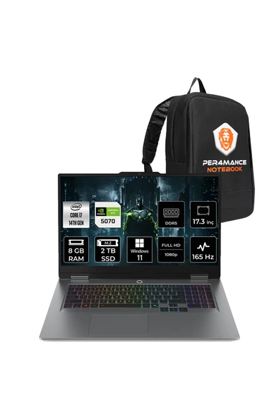 LENOVO LOQ i7-14700HX 8GB 2TB SSD RTX5070/8GB 115W FHD 17.3" W11H Gaming Laptop & PER4 ÇANTA ürün görseli 1