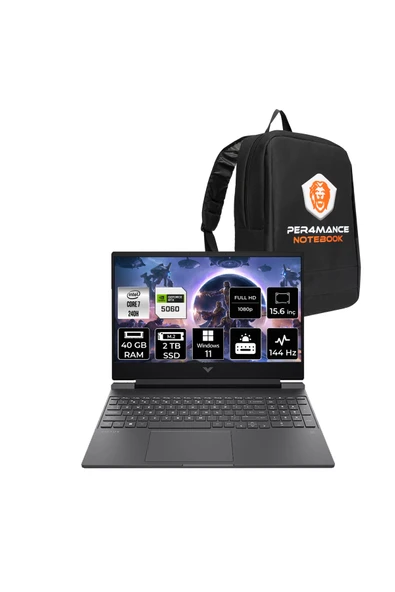 HP Victus 15 Intel Core 7 240H 40GB 2TB SSD RTX5060/8GB 15.6'' 144Hz FHD W11P Gaming Laptop ürün görseli 1