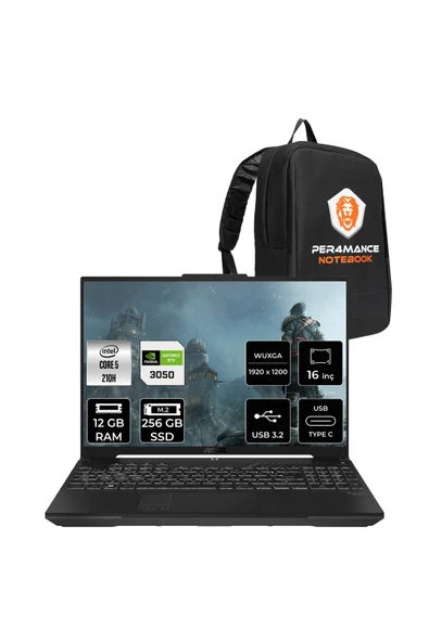 ASUS TUF Gaming F16 Core5 210H 12GB 256GB SSD RTX3050/6GB 16" WUXGA 144Hz FDOS Laptop FX607VJ ürün görseli 1