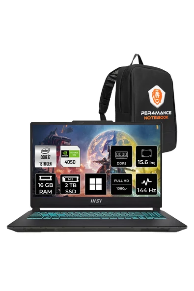 MSI CYBORG 15 A13VE i7 13620H 16GB 2TB SSD RTX4050/6GB 15.6" FHD 144Hz W11P Gaming Laptop & PER4 Çanta ürün görseli 1