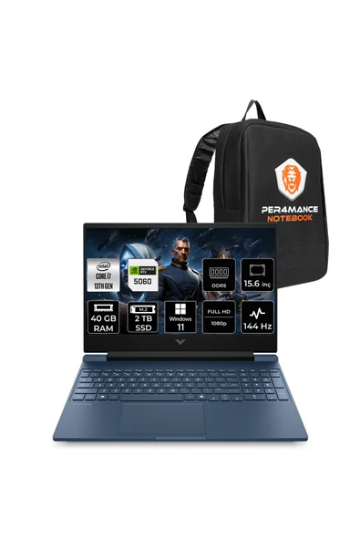 HP Victus 15 i7-13620H 40GB 2TB SSD RTX5060/8GB 15.6'' FHD 144Hz W11H Gaming Laptop & Per4 ÇANTA ürün görseli 1
