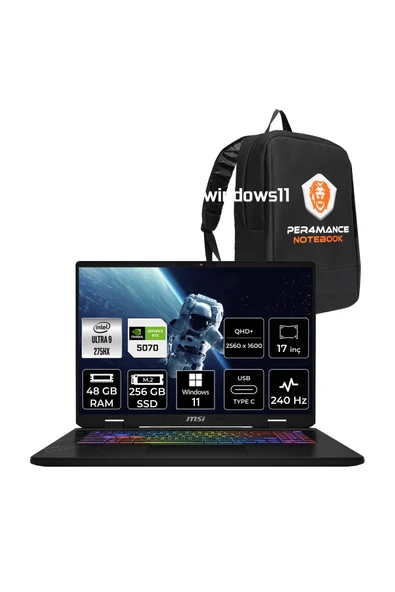 MSI Crosshair 17 HX AI Ultra 9 275HX 48GB 256GB SSD RTX5070/8GB 115W 17" 2K QHD+ 240Hz W11P Gaming ürün görseli 1