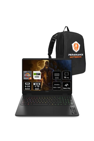 HP Omen 16 Ryzen 9 8940HX 8GB 4TB SSD RTX5060/8GB 16" WUXGA 144Hz FDOS Gaming Laptop ürün görseli 1