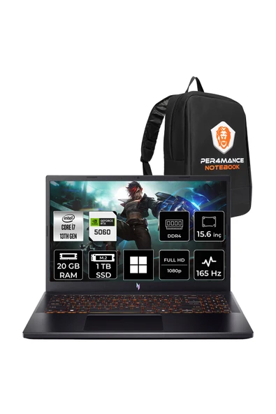 ACER Nitro V15 i7 13620H 20GB 1TB SSD RTX5060/8GB 15.6" FHD 165Hz W11H Gaming Laptop ürün görseli 1
