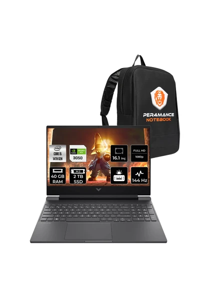 HP Victus 16 i5-14450HX 40GB RAM 2TB SSD RTX4060/8GB 144Hz 16.1'' FHD FDOS Gaming Laptop & ÇANTA ürün görseli 1