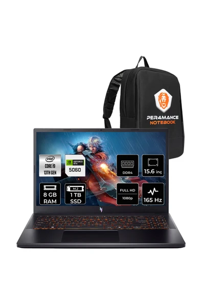 ACER Nitro V15 i9 13900H 8GB 1TB SSD RTX5060/8GB 15.6" FHD 165Hz FDOS Gaming Laptop ürün görseli 1