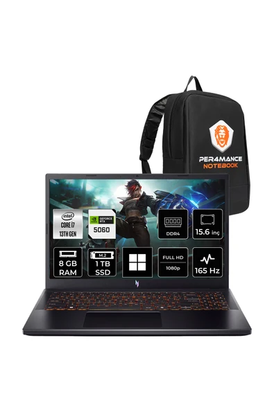 ACER Nitro V15 i7 13620H 8GB 1TB SSD RTX5060/8GB 15.6" FHD 165Hz W11P Gaming Laptop ürün görseli 1
