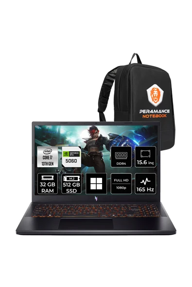 ACER Nitro V15 i7 13620H 32GB 512GB SSD RTX5060/8GB 15.6" FHD 165Hz W11P Gaming Laptop ürün görseli 1