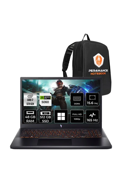 ACER Nitro V15 i7 13620H 48GB 512GB SSD RTX5060/8GB 15.6" FHD 165Hz W11P Gaming Laptop ürün görseli 1
