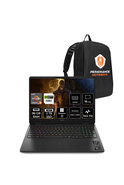 HP Omen 16 Ryzen 9 8940HX 96GB 2TB SSD RTX5060/8GB 16" WUXGA 144Hz W11H Gaming Laptop ürün görseli 1