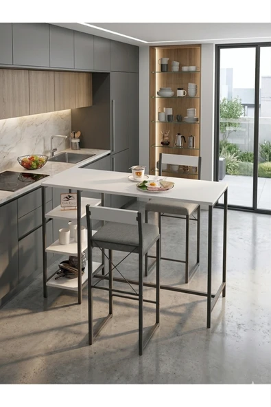 Retodesign RAFLI MİNDERLİ GOOD TAKIM BEYAZ 2654B SİYAH ürün görseli 1
