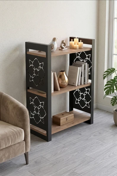 Retodesign 85 CM 3 KATLI ENDÜSTRİYEL KİTAPLIK, KONSOL, ÇİÇEKLİK, ÇOK AMAÇLI RAF 2810 ATLANTİK ÇAM ürün görseli 1