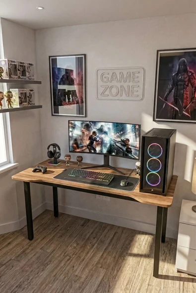 Retodesign 140 Çam Oyun Çalışma Masası Gaming Masa Ofis Masası çam ürün görseli 1
