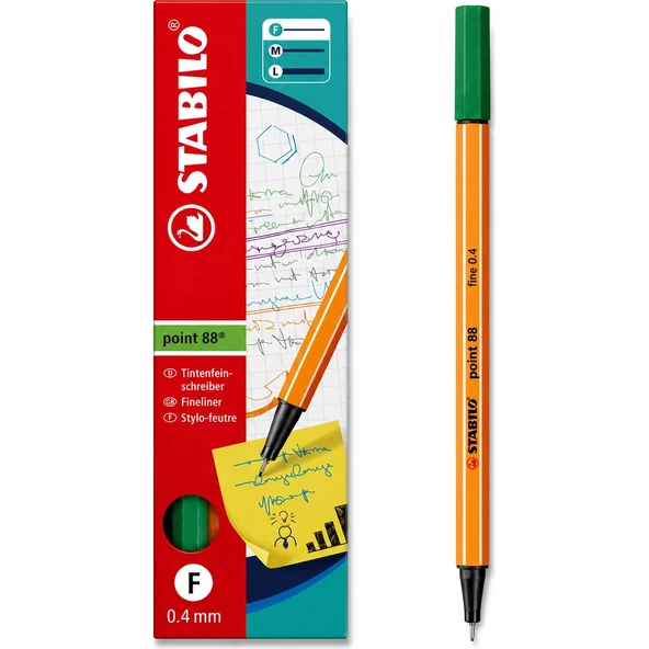 Keçe Uçlu Ince Kalem 88 Point 0.4 mm Çam Yeşili 88/53 10 Lupaket ürün görseli 1