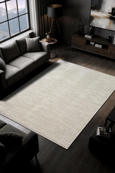Signa CT023A  Beyaz Halı Modern Desen Pamuk Taban Salon Halısı Yatak Odası Mutfak Koridor 200 X 290 BEYAZ ürün görseli 1