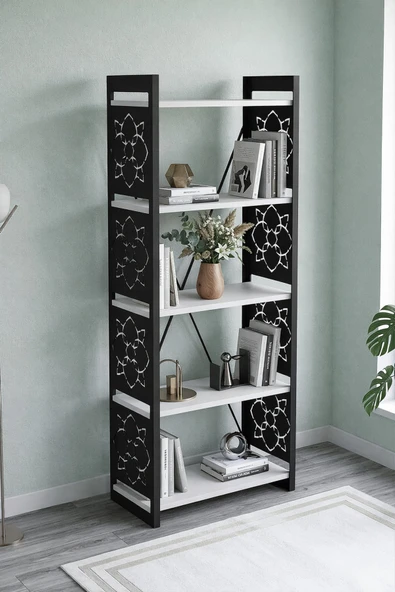 Retodesign 5 KATLI ENDÜSTRİYEL KİTAPLIK, ÇİÇEKLİK, ÇOK AMAÇLI RAF 2800B SİYAH ürün görseli 1