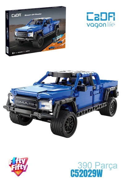 CADA Çek Bırak Araba Smash Off-Roader Pickup Truck 390 Parça Araba Yapım Seti -FFC52029W-390P ürün görseli 1