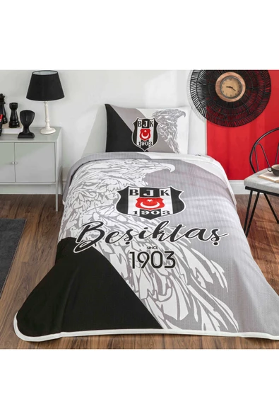 Lisanslı Beşiktaş Since 1903 Pamuk Tek Kişilik Pike Takımı ürün görseli 1