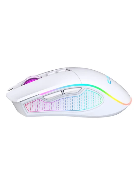 Claws Crossfire Air V1 Beyaz RGB Makrolu Şarjlı Optik Kablolu/Kablosuz Oyuncu Mouse ürün görseli 1