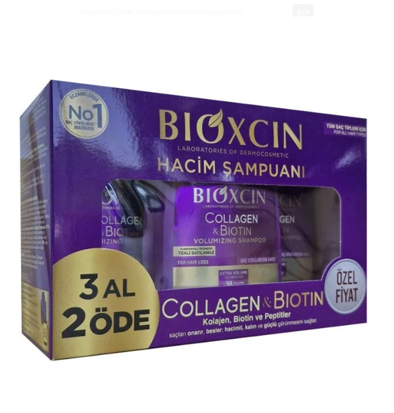 Bioxcin Collagen Biotin Saç Dökülmesine Karşı Şampuan 300 ml 3x300 ml ürün görseli 1