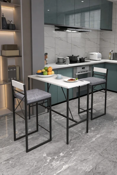 Retodesign Minderli Beyaz Good Bar Masa Takımı 2653 BEYAZ ürün görseli 1