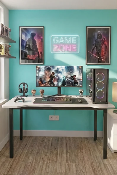 Retodesign 100 Beyaz Oyun Çalışma Masası Gaming Masa Ofis Masası 8100 Beyaz ürün görseli 1