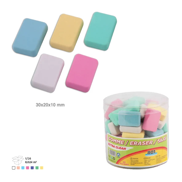 Ark Pastel Renkli Ekstra Temiz Silgi Karışık Renk 24 Adet ürün görseli 1