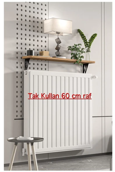 Retodesign Montajsız Çam Petek Üstü Metal Raf, Kalorifer Peteği Raf Dresuar Uçan Raf 60 Cm 20060 Atlantik Çam ürün görseli 1