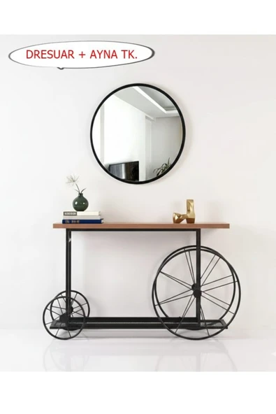 Retodesign TEKERLEKLİ DRESUAR 60 CM AYNALI TAKIM 8200 atlantik çam ürün görseli 1