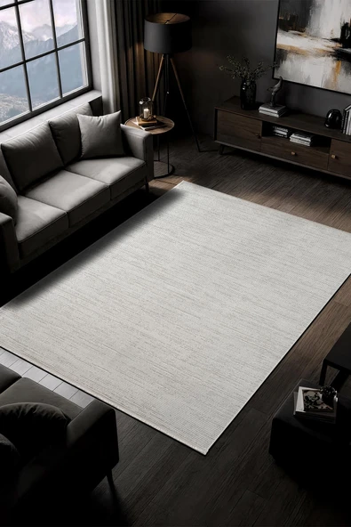 Fabay CT028A Gri Halı Modern Desenli Pamuk Taban Salon Halısı Yatak Odası Koridor 80 X 300 GRI ürün görseli 1