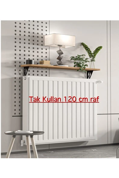 Retodesign Montajsız Çam Petek Üstü Metal Raf, Kalorifer Peteği Raf Dresuar Uçan Raf 120 Cm 200100 Atlantik Çam ürün görseli 1
