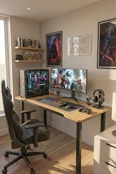 Retodesign 100 Çam Oyun Çalışma Masası Gaming Masa Ofis Masası 9111 Atlantik Çam ürün görseli 1