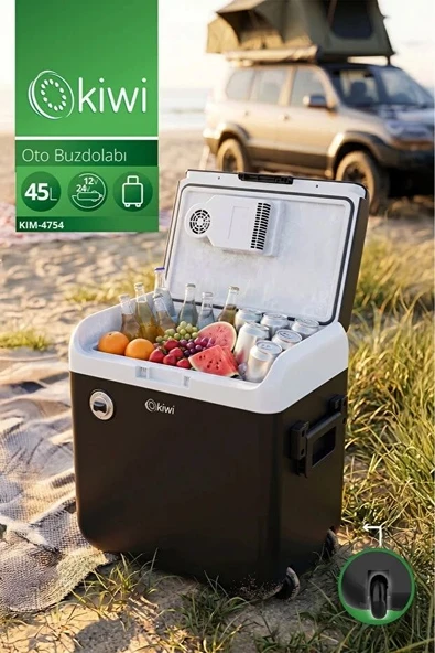 KIM-4754 Oto Buzdolabı 45 Lt Hacim 12V/24V Tekerlekli Şişe Açacaklı Tahliye Delikli ürün görseli 1
