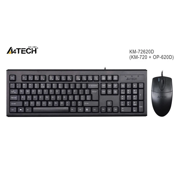 A4-Tech Kablolu Set Siyah (KM-72620D) ürün görseli 1