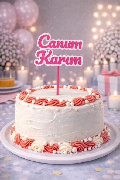 Aile Pastası Süsleme Seti – Çok Renkli 3B Yazdırılabilir - Canım Karım ürün görseli 1