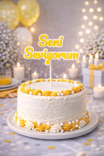 Pasta Süsleme Seti Türkçe Alıntı Koleksiyonu - Seni Seviyorum ürün görseli 1